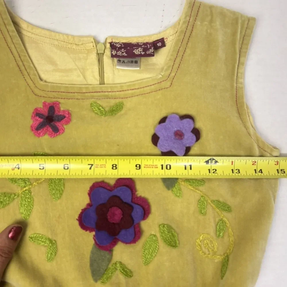 BOUTIQUE MELI MELI Girls‎ 10 Citrine Floral DRESS Velvet 3D Layered Hem Cottage